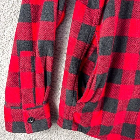 Chaps Buffalo Check Flannel Shacket Mens XL Black Red Plaid Lumberjack Outdoor‎ - Picture 7 of 14